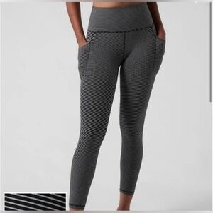 Athleta Black and White Striped Leggings size S
